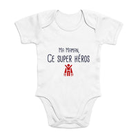 Body Bébé pompier bio - Maman ce super héros ! - POMPIER SHOP