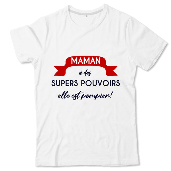 T-shirt pompier Enfant - Maman à de supers pouvoirs elle est pompier ! - POMPIER SHOP