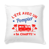 Coussin et housse 2en1 pompier - L'été avec un pompier ça chauffe! - POMPIER SHOP