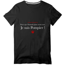 T-shirt pompier Homme - Parce que l'humain passe avant tout - POMPIER SHOP