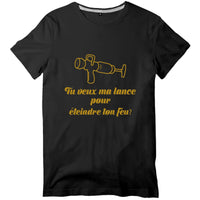 T-shirt pompier Homme - Tu veux ma lance pour éteindre ton feu? - POMPIER SHOP