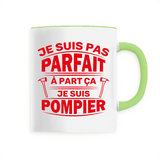 Mug céramique pompier - Je suis pas parfait à part ça je suis pompier - POMPIER SHOP